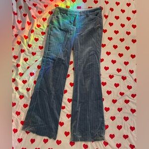 Women's Blue Striped Velvet Pants